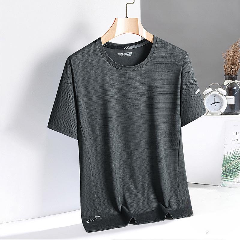 

Новая летняя футболка с короткими рукавами из ледяного шелка, мужская быстросохнущая футболка с короткими рукавами для фитнеса и спорта на открытом воздухе