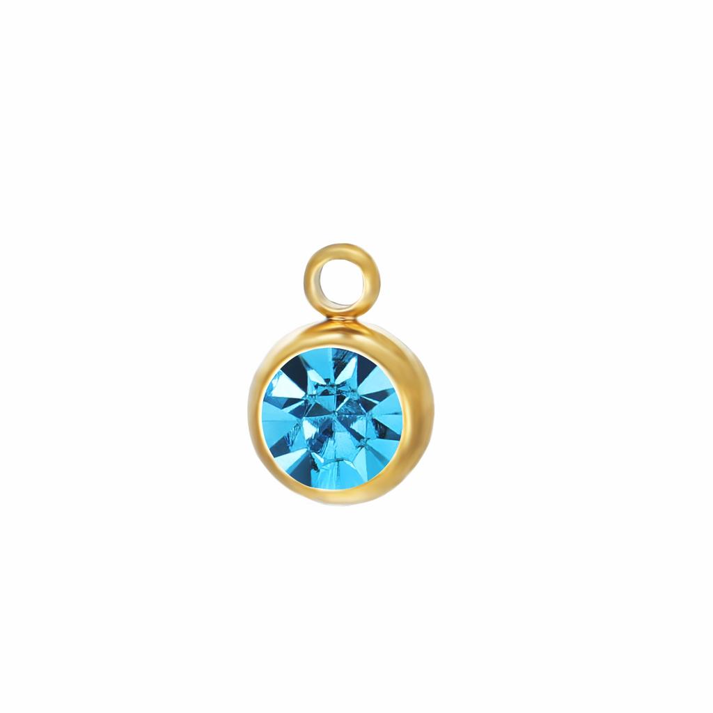 Teamer 5 pcs/lot 6mm Birth Month Stone Charms Colored Zircon Stainless Steel Pendant For Necklace Bracelet Making Accessories