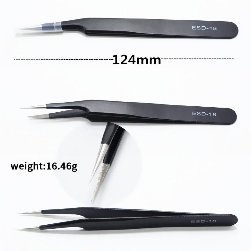 Precision Esd Anti-Static Tweezers Set -6-Pc Durable Stainless Steel Tool For Electronic Repair And Process Modeling, Bending&St