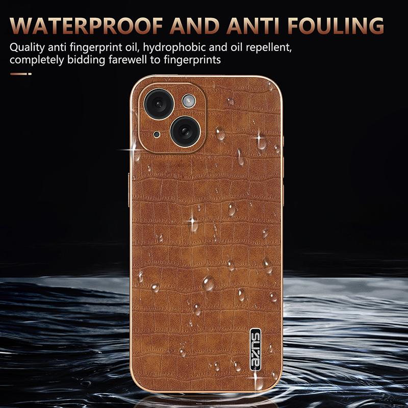 For iPhone 14 Plus Case Crocodile Texture PU+TPU Shockproof Phone Cover