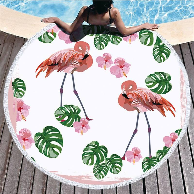 Seria Flamingi Ultra-Delikatne Włókno Ręcznik Plażowy i Mata Wewnętrzna/Zewnętrzna