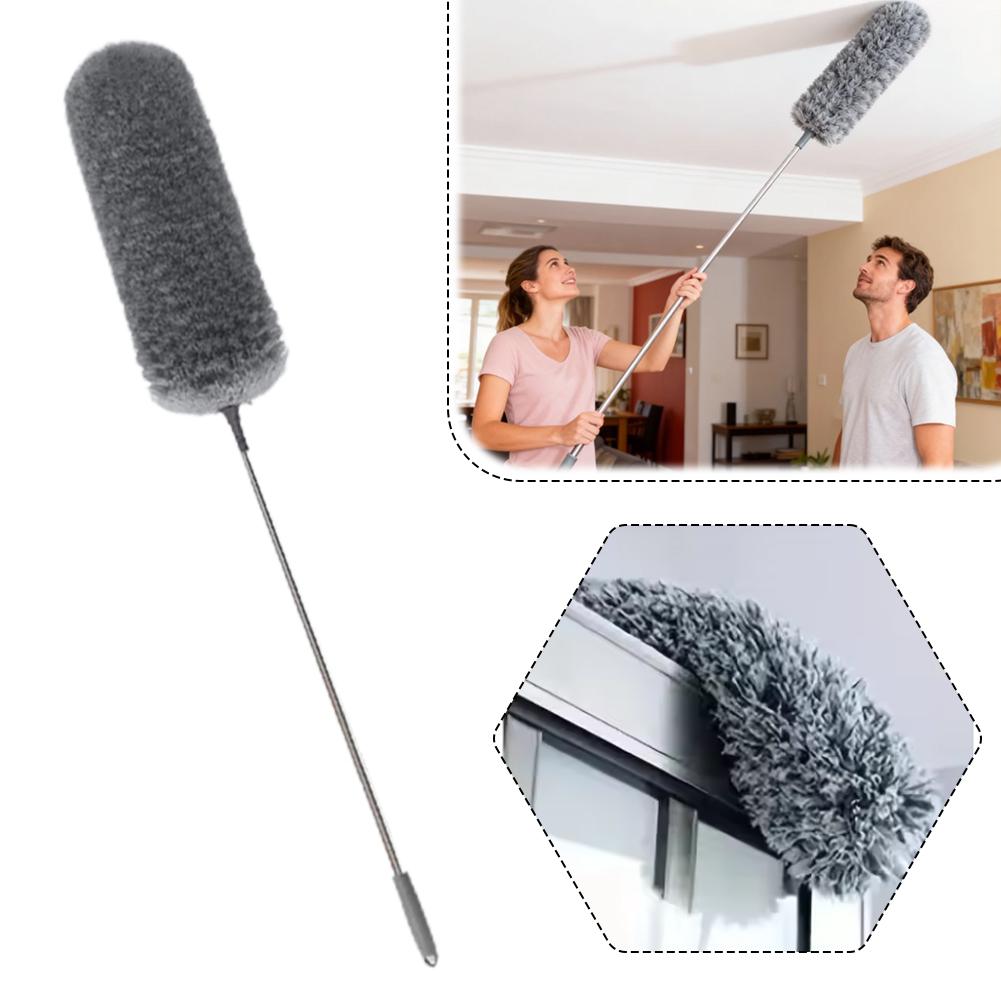 1Pcs Dust Duster Telescopic Flexible Stainless Steel Household Feather Duster Cleaning Tool Microfiber Dust Brush Set