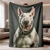 1 pièce Couverture Plaid en Flanelle avec Impression Amusante de Bull Terrier | Douce, Confortable et Légère - Parfaite pour les Amoureux des Chiens, le Bureau, le Camping, les Voyages - Polyvalente Toutes Saisons
