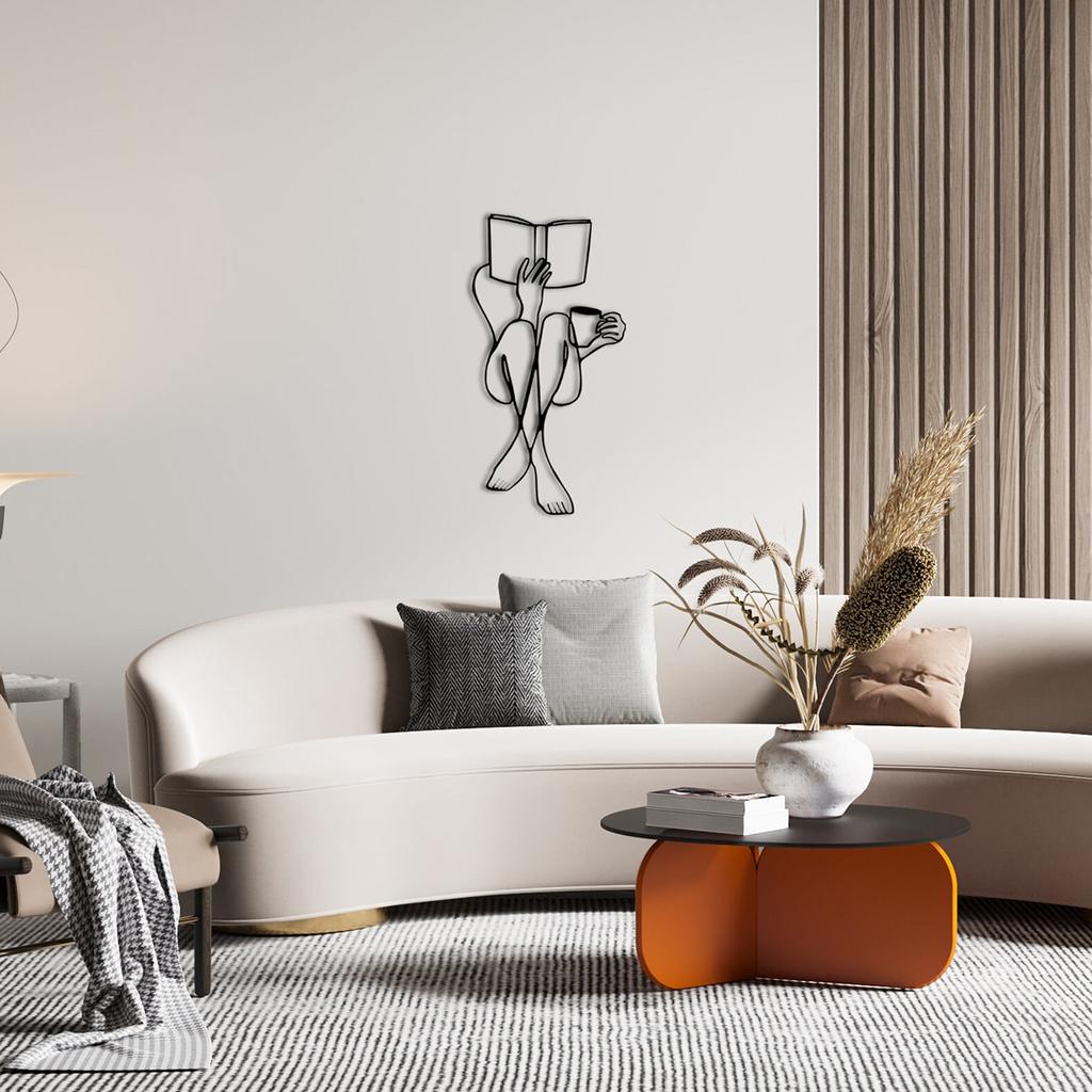 Metal Wall Decoration Beauty Wall Art Line Painting Wall Art Decoration Single Line Women Home Kitchen Bathroom Decoration