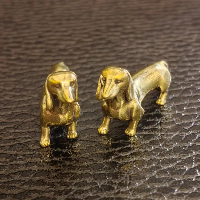 2 Stück Messing Dackel Hund Statue Für Zuhause Büro Auto Dekor Perfektes Halloween & Weihnachtsornament Geschenk für Hundeliebhaber Haustier