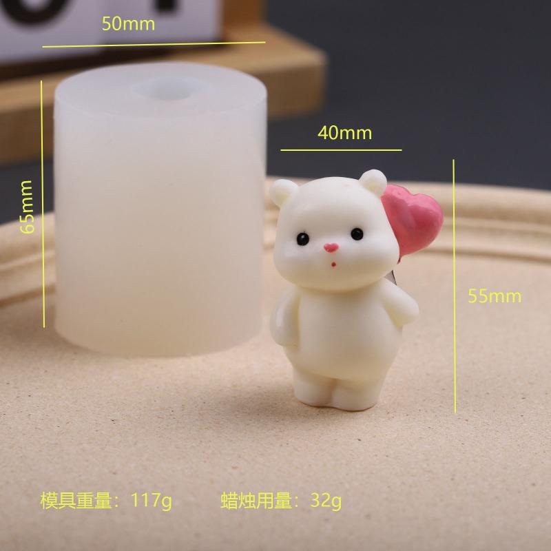 Cute 3D Bear Silicone Candle Mold DIY Plaster Ornament Confession Love Aromatherapy Soap Resin Chocolate Mould Home Decor