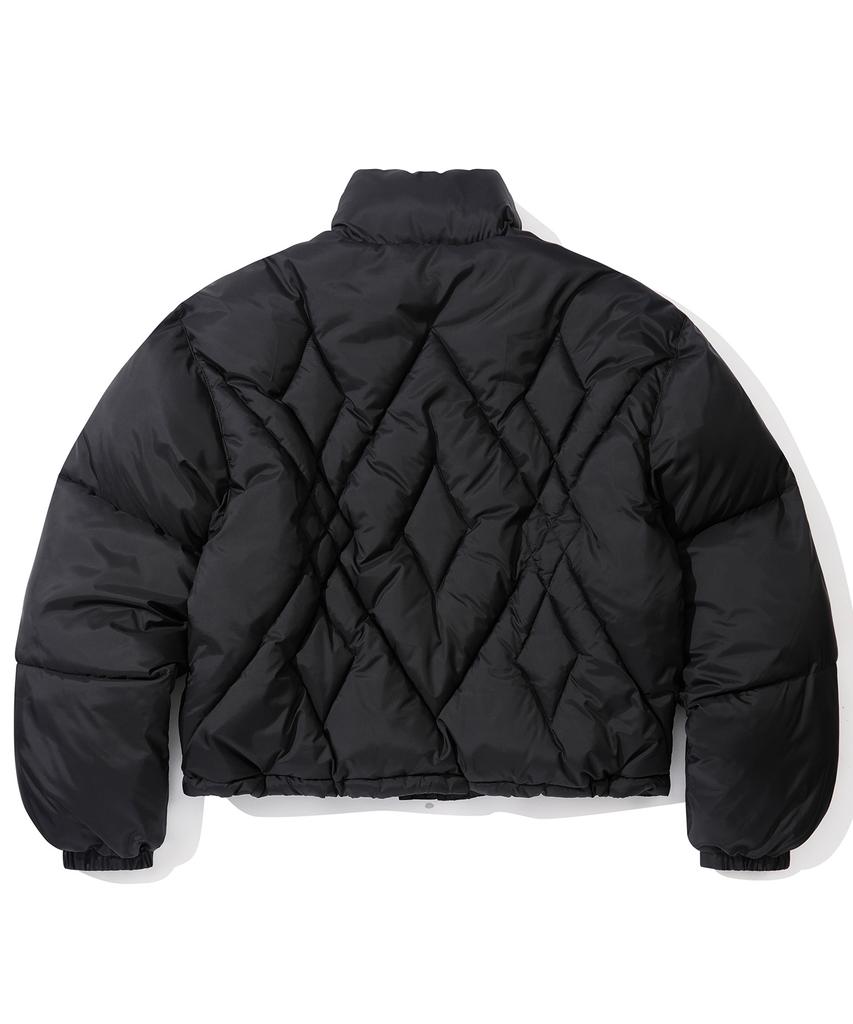SECONDMONO W. Argyle Check Quilted Crop Padded Jumper [Black]_Sewjp001Black