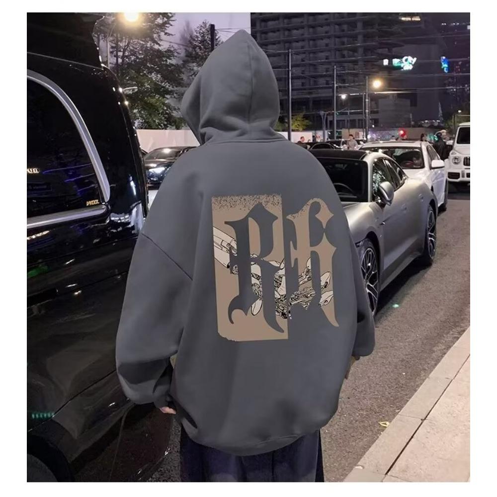 

Мужской осенний свитер, свободная толстовка в гонконгском стиле, уличная трендовая брендовая куртка 3XL темно-серого