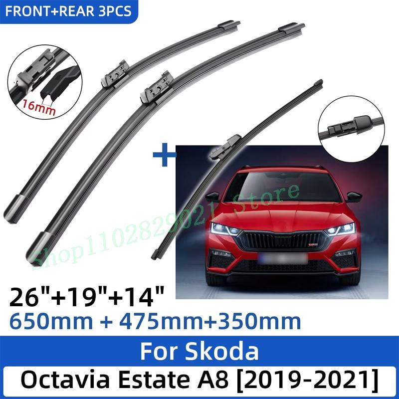 3KS Pro Škoda Octavia Kombi A8 2019-2025 26"+19"+14" Přední Zadní Stěrače Čelní Sklo Okno Stěrač Příslušenství