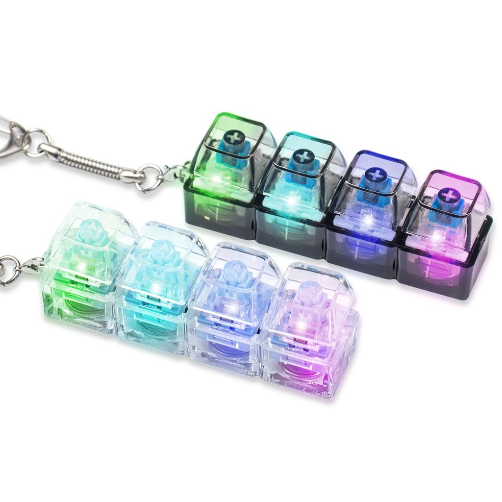 Crystal Clicker Mechanical Keychain 4 Keys Sensory Fidget Toy Portable Stress Relief for Adults Anxiety Relief Toy