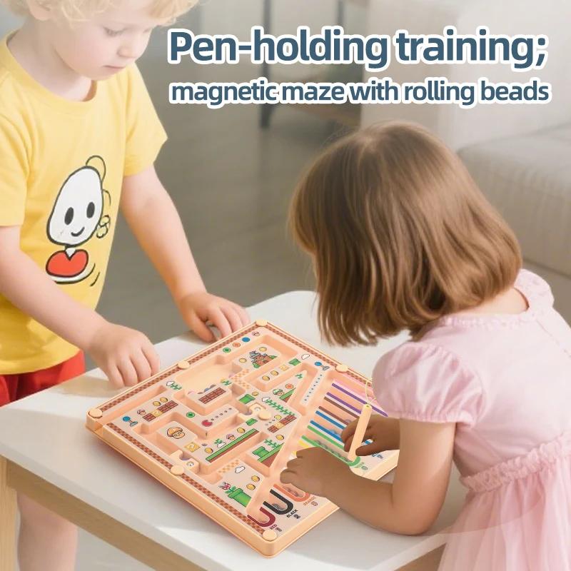 Kid Magnetic Maze Walking Ball Baby Concentration Training, Writing Logic Thinking Old Early Education Puzzle Toy Christmas Gift
