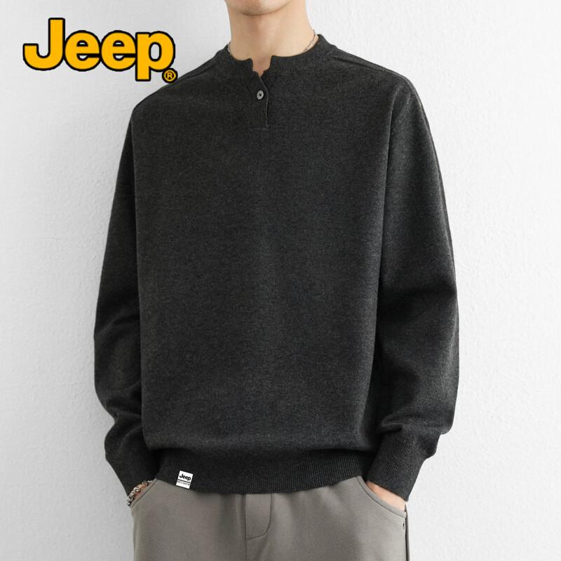 Jeep Мужской повседневный вязаный свитер в американском стиле с воротником-хенли
