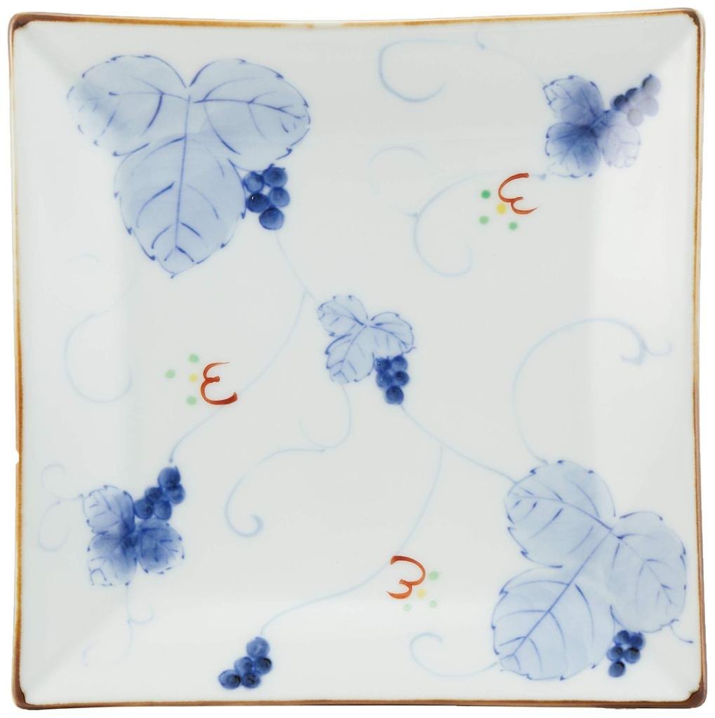 Arita Ware Shinmine Kiln Ivy Grape Design Square Plate Set 52441