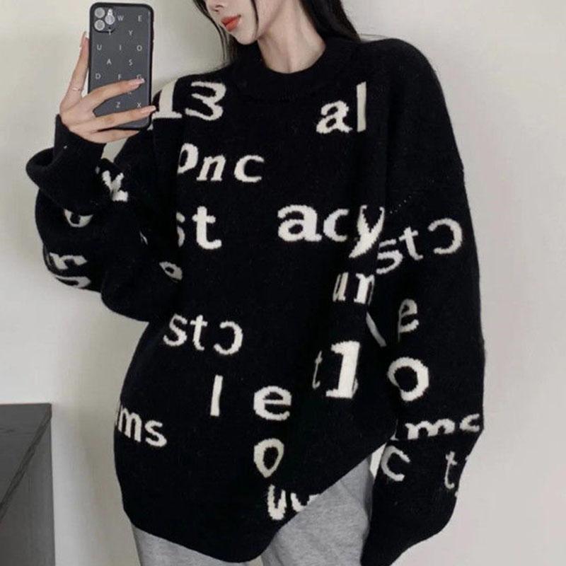 Women's Autumn and Winter Sweater, Thickened , Warm Knitted Stretchy Long-Sleeve Oversized Top