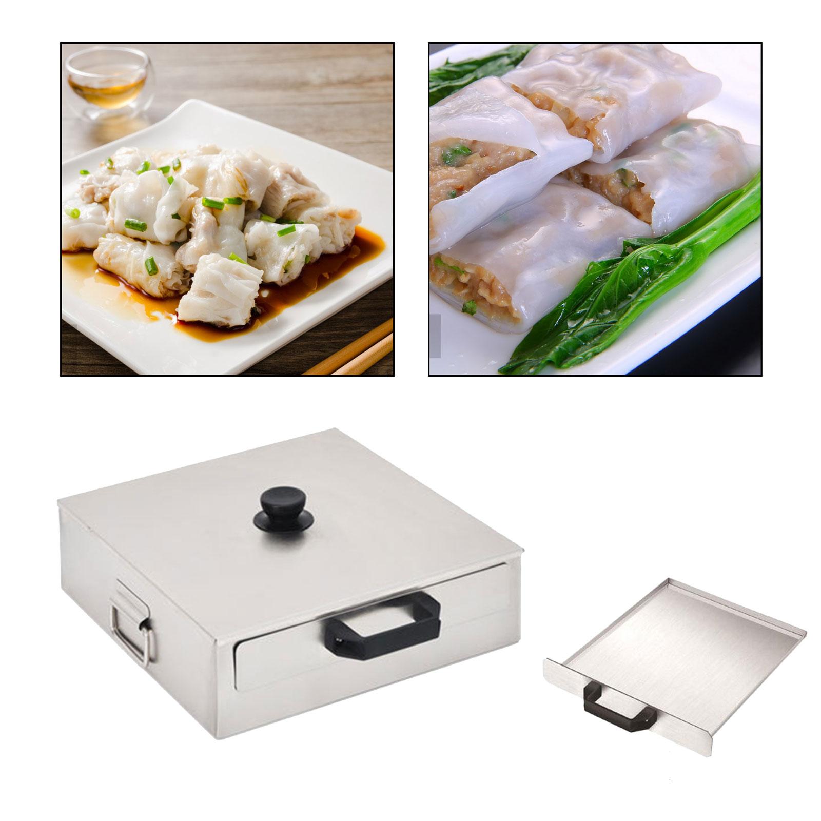 Rice Roll Machine Accessories Multifunctional 2 Drawers Stainless Steel Durable Vermicelli Roll Steamer for Breakfast Household