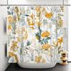 Fresh Natural Style Bathroom Shower Curtains Butterfly Flowers Green Leaves Home Bathroom Decor Waterproof Curtain With Hooks