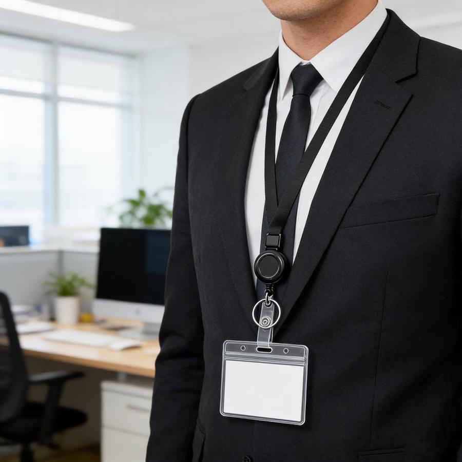 5pcs ID Badge Holder with Lanyard Waterproof Clear Vertical ID Card Protector for Office, Nurse, Teacher, Student & Conference