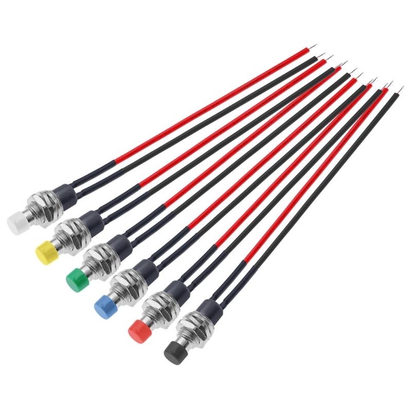 12Pcs Push Button Switches with Prewired Design 7mm Diameter 220V 3A Touch Sensitive for Relays and Industrial Control