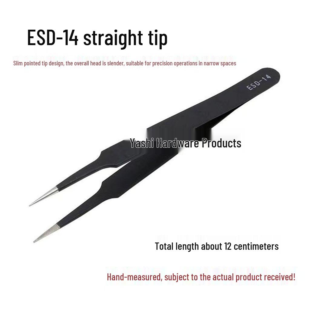 Black Anti-Static Stainless Steel Curved Tip Tweezers Set for Nail Art, Journaling, and Repairs