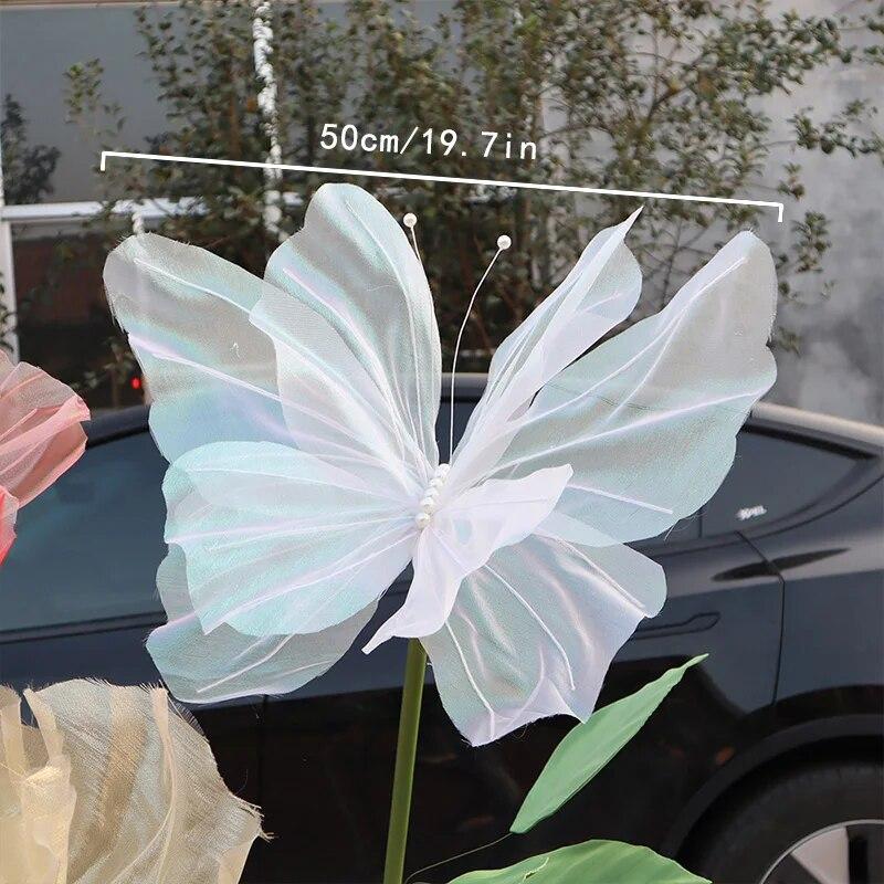 Duży motyl 3D symulacja 50 cm, dekoracja festiwalowa ślubna, duży wiszący pusty tiulowy sztuczny motyl