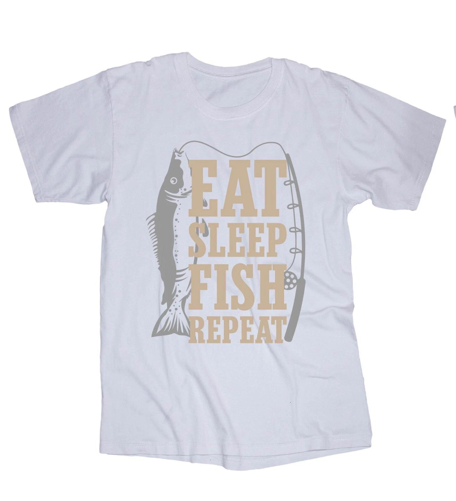 Fishing T-shirt white Eat Sleep Fish Repeat Trout, Bass, Crappie 3XL