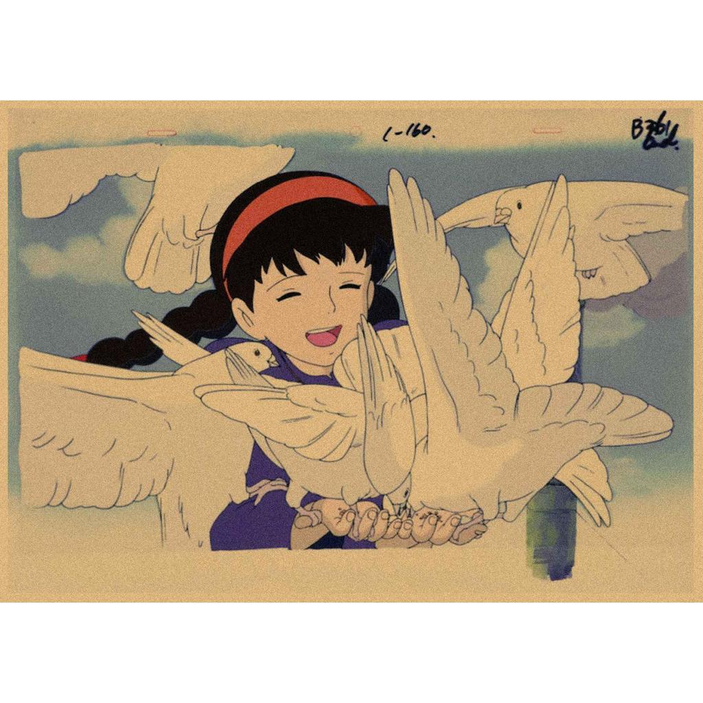 Poster da Parete in Carta Kraft Retrò: Laputa: Laputa: Castello nel cielo di Hayao Miyazaki