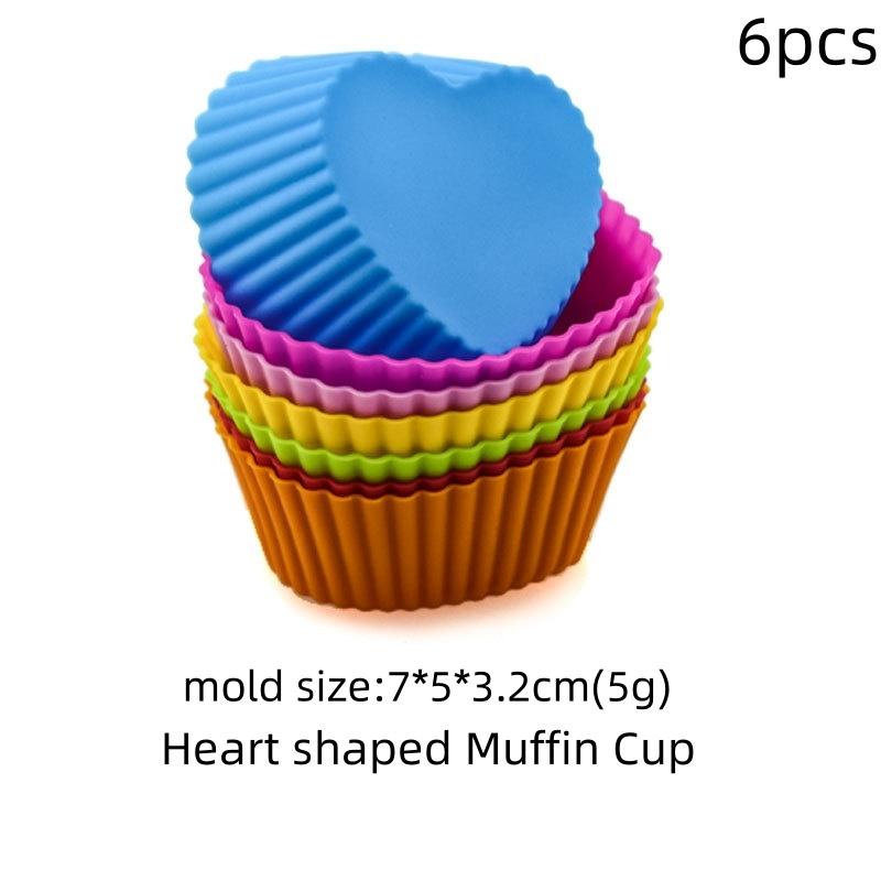 6/12 STÜCK Silikon Muffinform Runde Muffinförmchen Herz Kuchen Backform Küchen Kochzubehör Kuchen Dekorationswerkzeuge