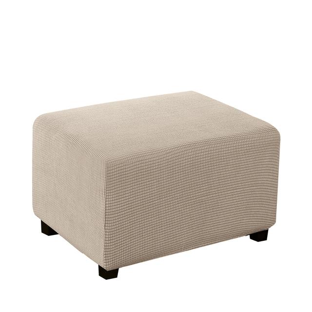 Jacquard Ottoman Stool Cover Stretch Footrest Dust Slipcover For Living Room Plush Non -Slip Chairs Protector L Xl Size Home Use Decor