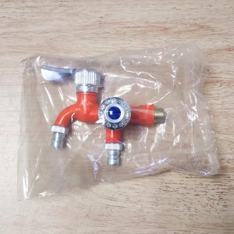 Robinet de apă cu dublă ieșire cu control dublu, interfață universală de 1/2 inch, robinet din plastic, acasă, baie, furtun, conector rapid pentru irigare