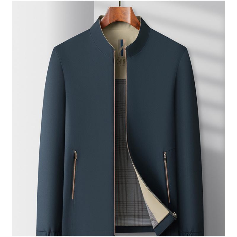 Frühlings- und Herbst Herren Stehkragenjacke Herren Executive Casual Business Herrenbekleidung Mittelalterlicher Papa Mantel