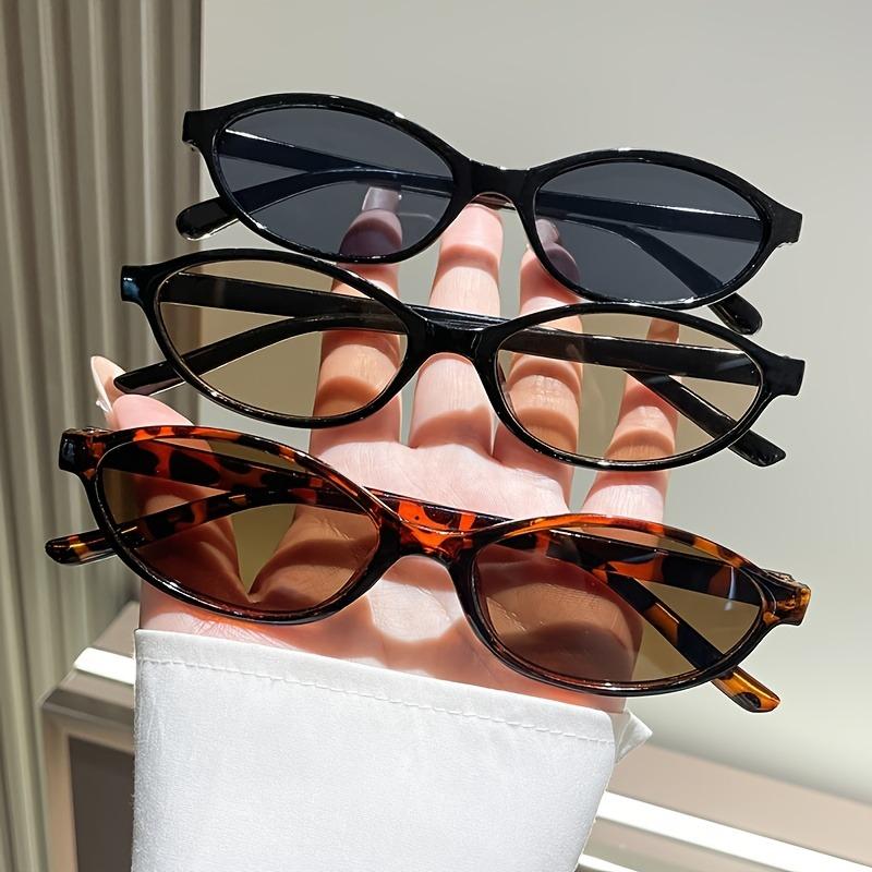 

3pcs Retro Trend Paired with Neutral Oval Small Frame Glasses for Daily Casual Wear