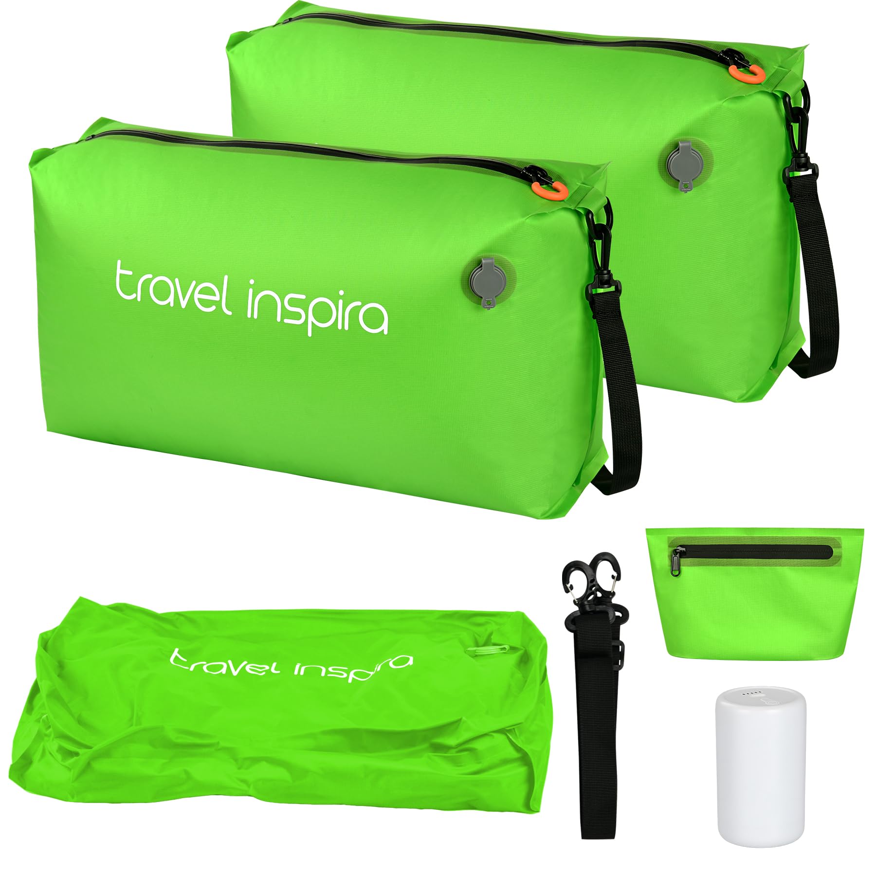 

Компрессионный дорожный мешок Мешки Электрический насос Прачечная 22 л Уменьшает объем одежды для хранения на с Изготовлен из ТПУ Полностью водонепроницаемый и вмещает 3 объема Apple зелёный