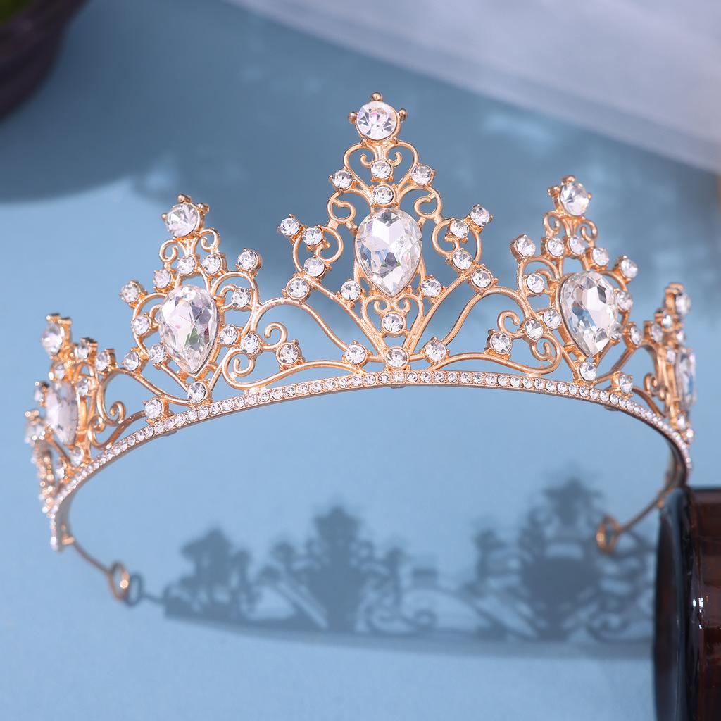 European Style Bride's Water Diamond Tiara Hair Accessory Wedding Dress and Evening Gown Accessories Princess Studio Hair Crown Style Tiara