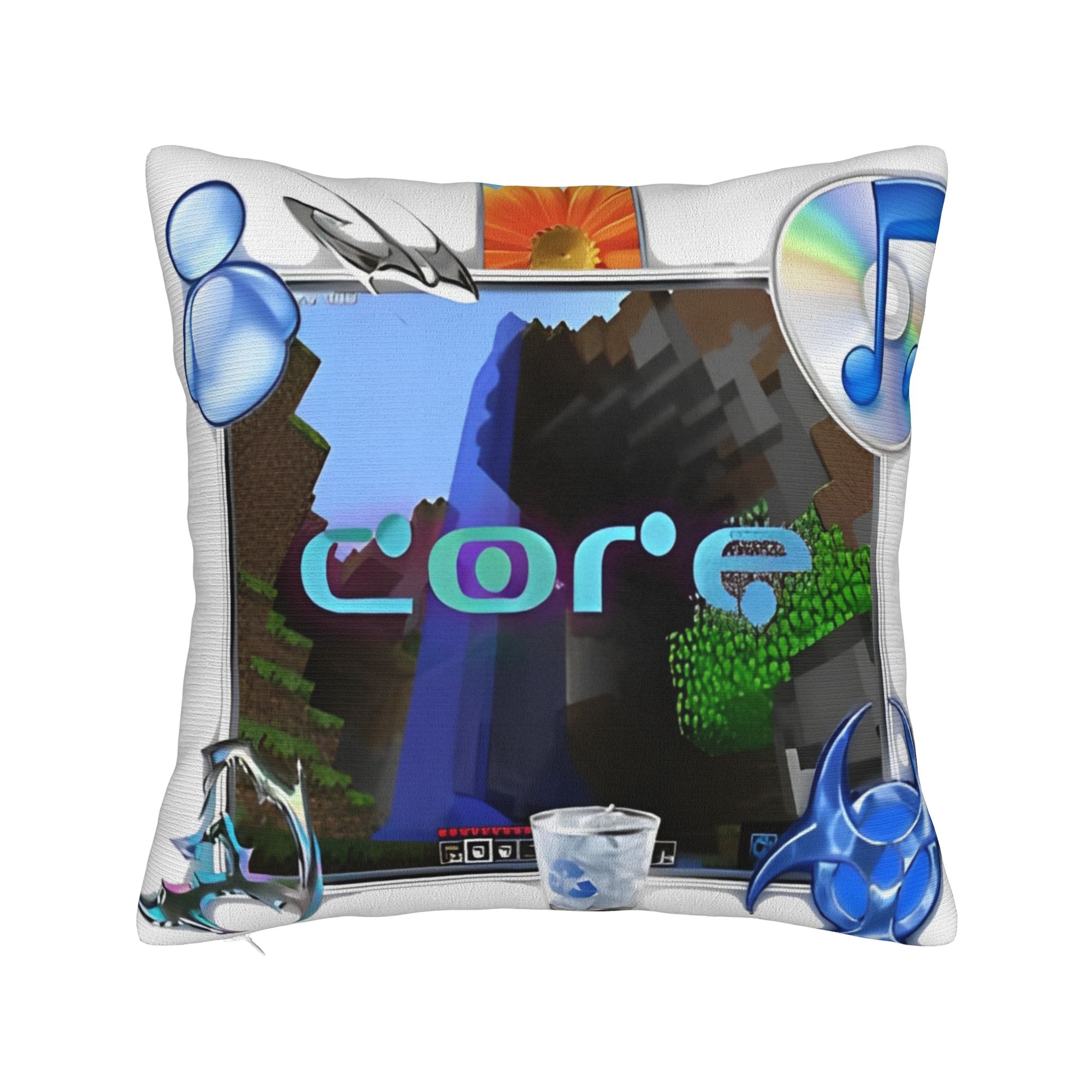 Housse de coussin carré Frutiger Aero Y2K Pièce Housse de coussin Boule Tech Fermeture éclair personnalisée Housse de coussin d'appoint pour siège 40x40cm 40x40cm