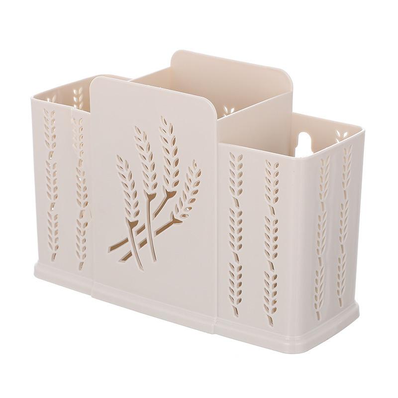 

Household Punch-free Chopsticks Cage Plastic Compartment Wall-mounted Tableware Drain Rack Hollow Spoon Holder Kitchen Tools