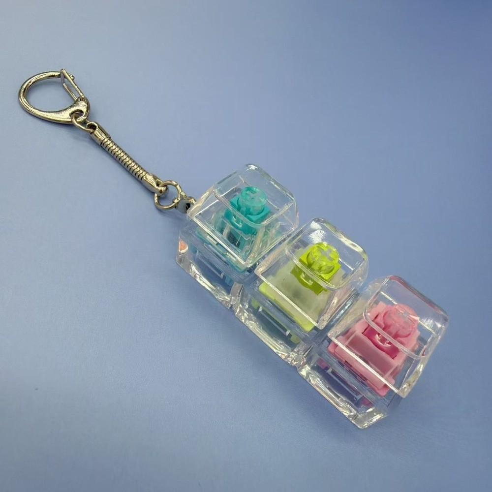 New 1/2/3/4/9 Keys Keyboard Keychain Transparent Key Button Finger Toy Pass The Time Stress Relief Keycap Keychain Kids