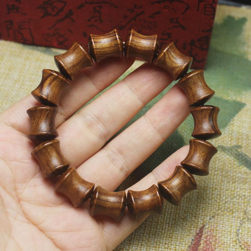 Black Rosewood Bamboo Joint Bracelet, Rising Step by Step Prayer Beads