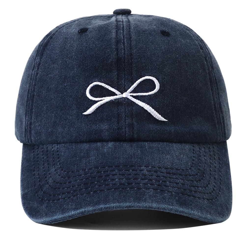 New Designer Korean Style Bowknot Embroidered Baseball Cap Snapback Hat Women Men Vintage Outdoor Streetwear Dad Hats Bone