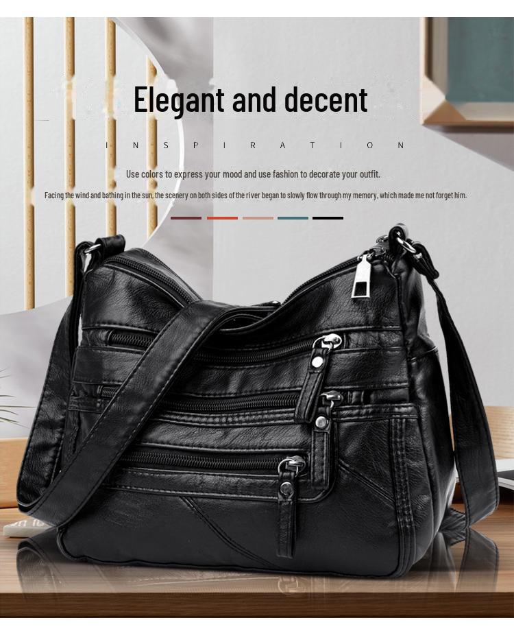 Women's 2021 Trendy Soft Leather Shoulder Bag - Large Capacity, All-Match, Middle-Aged Messenger Style