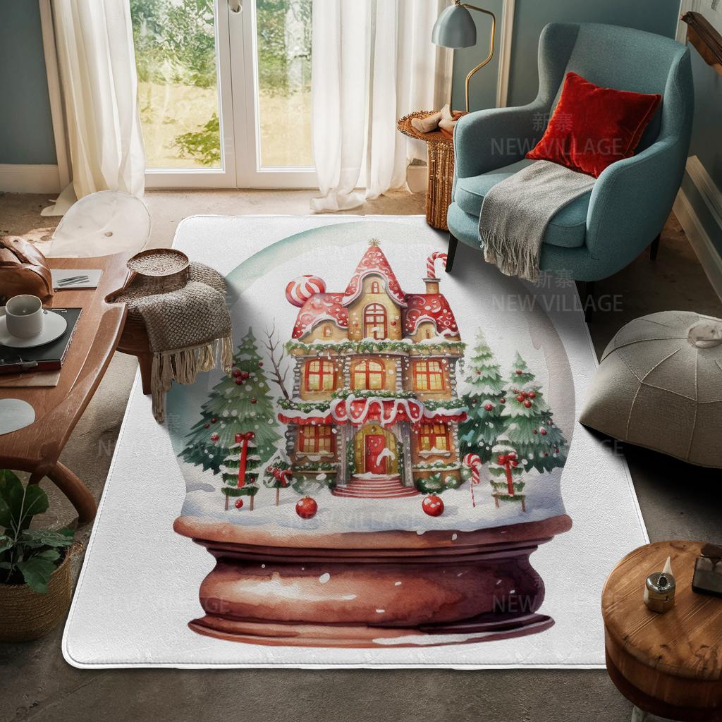House Entrance Carpet Home Door Mat Living Room Bath Foot Bathroom Non-slip Water Absorption Rugs Bath Merry Christmas Winter