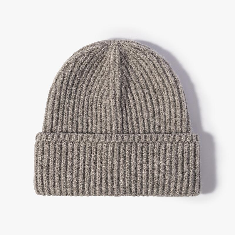 Cross-Border Soft Double Layer Pullover Bare Plate Knitted Warm Dome Hat Acrylic Beanie