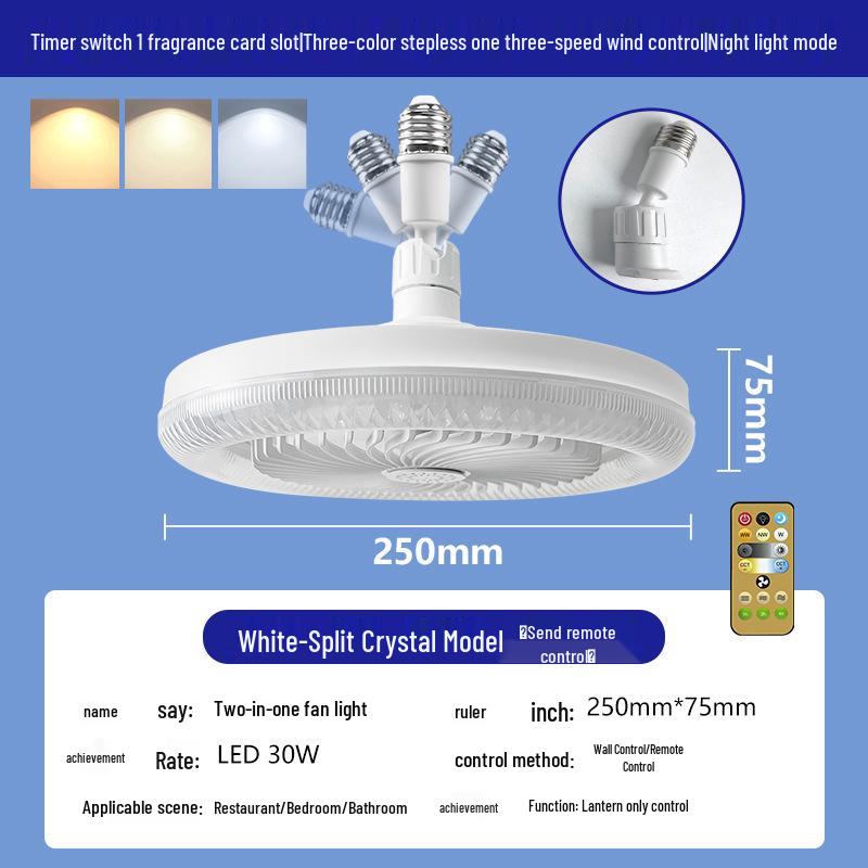 Ferngesteuerte LED-Blumen-Ventilatorleuchte mit E27-Sockel und stufenloser Dimmung für Zuhause