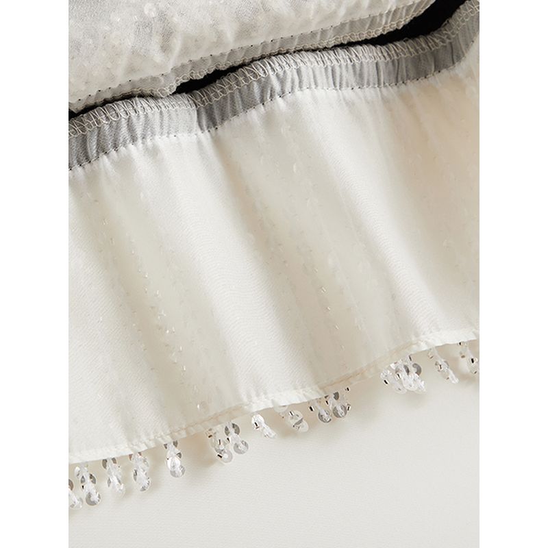 Look at the Detail Tassel Design! Western Style Girls' Summer Stretch Cotton Yarn Black and White Color Matching round Neck Pullover T-shirt 2025