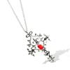 The Vampire Diaries Red Crystal Sacred Heart Cross Pendant Necklace Vintage Gothic Jewelry For Women Girls Gifts