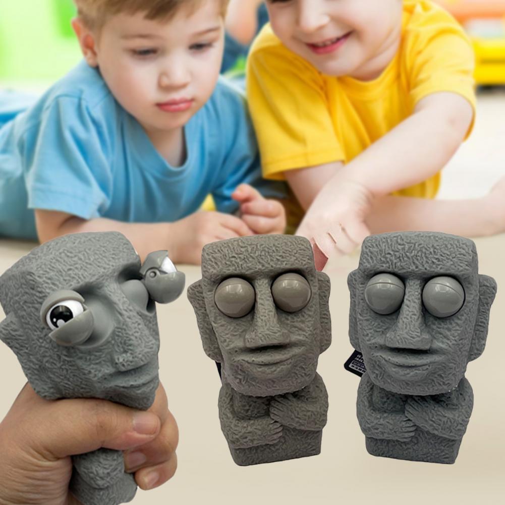 Funny Stone Human Face Emotion Balls Fidget Toys Stress Relief Squeeze Ball Stress Toys for Kids Adults Popping Out Eyes