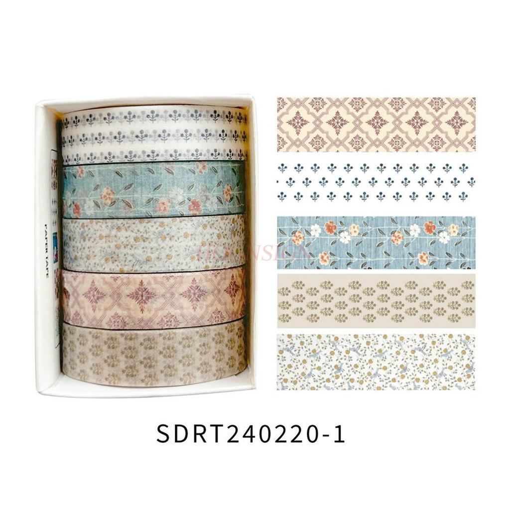 One Box/5 Rolls Retro Art Handheld Stickers High Beauty Film Cute Packaging Basic DIY