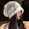 Breathable Hollow Out Flower Beanies Embroidered Flower Pile Hat Casual Lace Hat  Outdoor