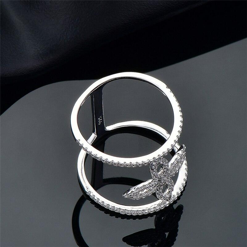 925 Sterling Silber Blumenlinien Kristall Zirkon Micro Pave Fashion Party Ring für Frauen im europäischen Stil edler Schmuck