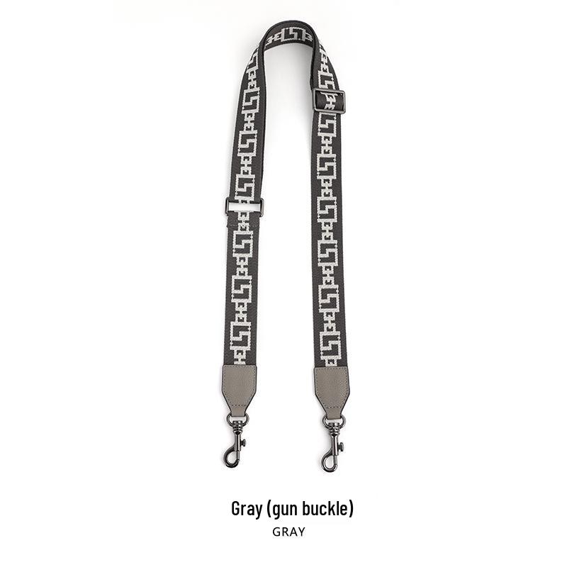 MHS-F-43 Crossbody Bag with Wide Lychee Grain Leather Strap and High-End Canvas Chain Pattern