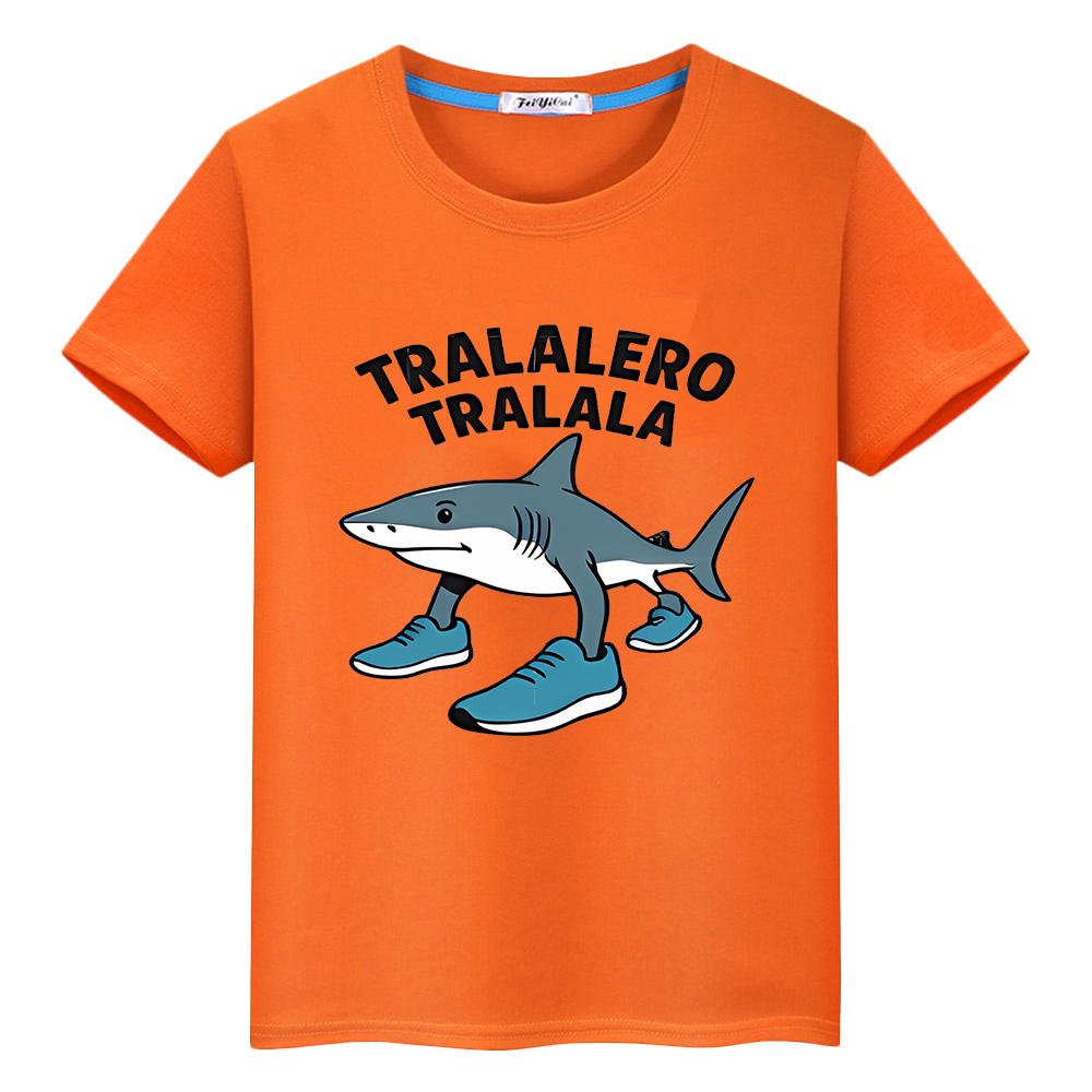 Tralalero tralala Potisk 100% bavlna tričko pro děti kluk 10 let Kawaii Trička y2k anime Topy Roztomilé Krátký pride tričko dívčí oblečení